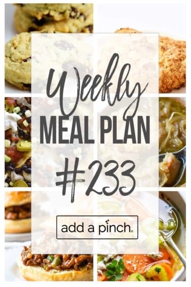 Graphic of Weekly Meal Plan #233.