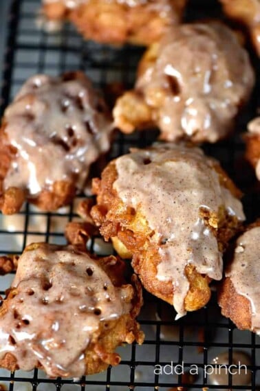 Apple fritters make a favorite fall sweet treat! These apple fritters use Granny Smith apples for a delicious combinations of sweet and tart! // addapinch.com