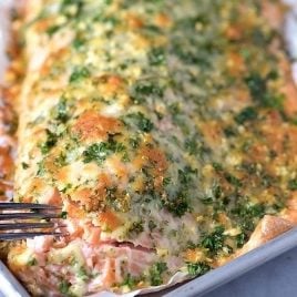 Baked Salmon with Parmesan Herb Crust Recipe from addapinch.com