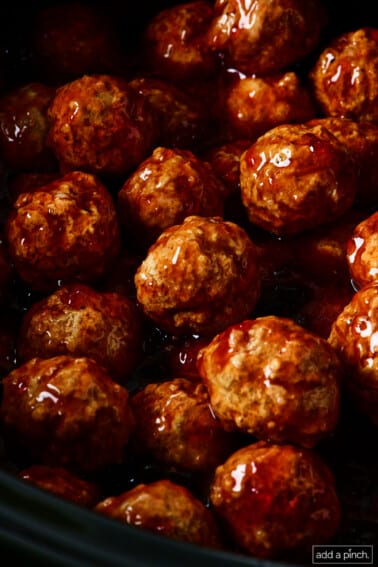 Crock Pot Grape Jelly Meatballs in a slow cooker.