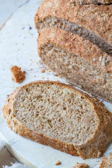 Sliced Irish Soda Bread on a white plate.