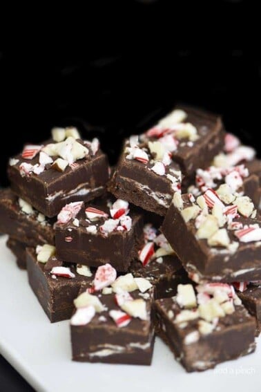 Peppermint Fudge Recipe - Peppermint Fudge makes a holiday favorite fudge recipe! A mint and chocolate lovers' dream! // addapinch.com