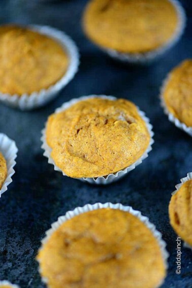 Pumpkin Muffins Recipe from addapinch.com