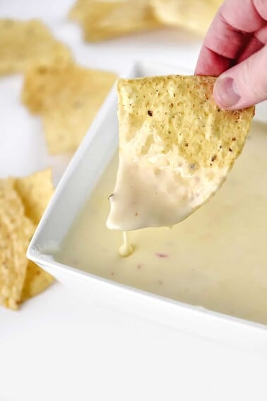 Queso dip makes a delicious appetizer. Made with a special combination of cheeses and ready in 5 minutes, this queso will be a favorite!  // addapinch.com