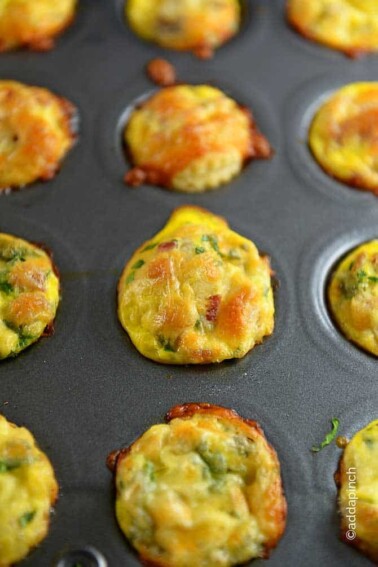 Mini Quiche in dark gray muffin tin.