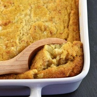 Southern Cornbread Dressing makes a comforting, classic dish for the holidays! Moist and delicious, cornbread dressing makes the perfect side dish! // addapinch.com