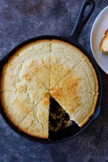 Southern Cornbread Recipe - Cornbread makes a classic Southern side dish. Southern cornbread is made with cornmeal, flour, buttermilk, eggs and ready in 30 minutes! // addapinch.com