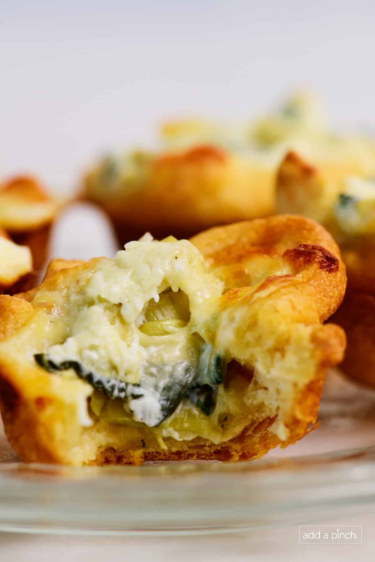 Closeup photo of spinach  dip bites