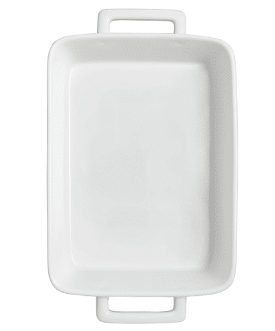 White baking dish